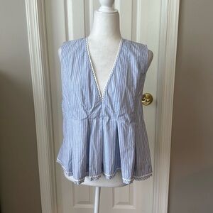 Free People blue and white striped sleeveless blouse